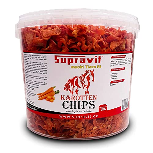 SUPRAVIT Karottenchips - 2kg Eimer leicht bekömmliche Möhrenchips - getrocknete Karottenchips für Pferde - schmackhafte Pferde Leckerlis und Ergänzungsfutter von Supravit