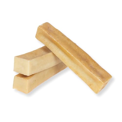 Supravit Yak Kaukäse für Hunde | Käseknochen L (3er Pack) | 100% Natürlich | Hart & Zäh | Schmackhaft | Laktosearm | Käse Kauknochen | Mittelgroß bis Große Rassen von Supravit