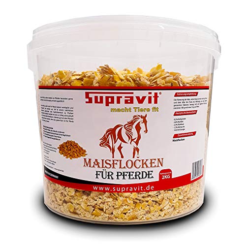 SUPRAVIT Maisflocken für Ihr Pferd I 2kg Eimer I hervorragendes Ergänzungsfutter für eine schnelle Gewichtszunahme von Supravit