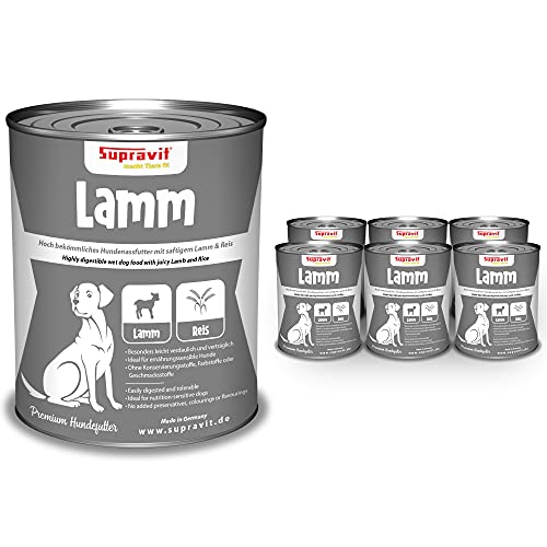Supravit Nassfutter für Hunde I Hundefutter mit Lamm & Reis I 6 x 820g Dosen I Hunde Nassfutter I getreidefrei I besonders gut verdaulich und verträglich für den Hund Supravit Nassfutter für Hunde I Hundefutter mit Lamm & Reis I 6 x 820g Dosen I Hunde Nassfutter I getreidefrei I besonders gut verdaulich und verträglich für den Hund von Supravit