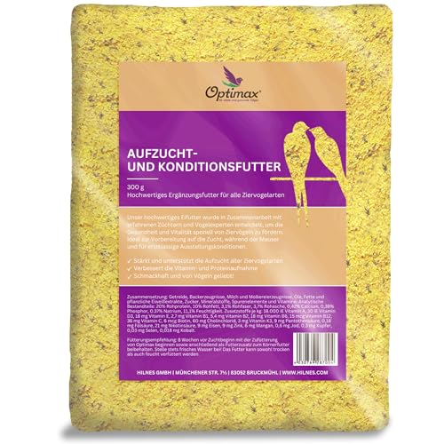 Optimax Kondition- und Aufzuchtfutter für Vögel | 300g Eimer | Eifutter für alle Ziervogelarten | Geeignet für Kanarienvögel Wellensittiche und viele Weitere von Supravit
