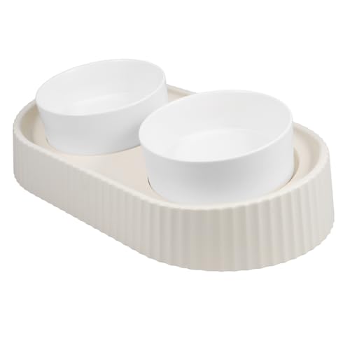 Supvox Katzenfutter Wassernapf Erhöhter Hundenapf Keramik Doppelnapf Set Katzenhals Einfach von Supvox