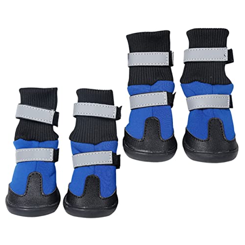 Supvox 4 Stück Schneestiefel für Haustiere wasserdichte hundestiefel Welpenstiefel für den Winter hundeschuhe Winterschuhe für Hunde Dog Shoes Lange Hundestiefel Outdoor-Schuhe Plane Blue von Supvox