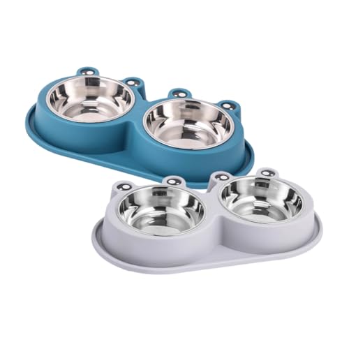 SUPVOX 2 Stück Erhöhte Hund und Katzen Fressnäpfe mit Rutschfestem Boden Auslaufsichere Edelstahl Futternäpfe für Wasser und Futter Geeignet für Kleine Hunde und Katzen von Supvox