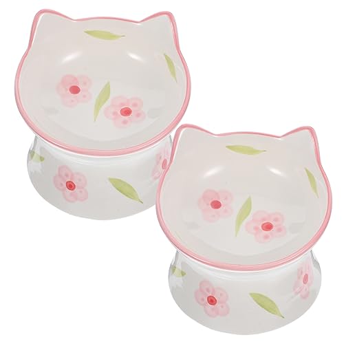 SUPVOX 2 Stück Erhöhter Futter und Wassernapf für Katzen und Welpen aus Hochwertiger Keramik Ergonomisches Design mit Katzenohren für Komfortables Fressen rutschfest und Leicht zu von Supvox