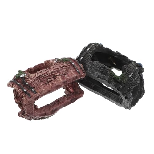SUPVOX 2 Stück Resin Aquarium Höhle Fischversteck Bruchfass Deko für Garnelen und Kleine Fische Sicher Langlebig Leicht zu Reinigen Natürliche Rustikale Optik Vielseitig für Verschiedene von Supvox