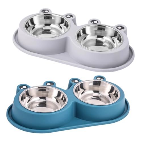 SUPVOX 2 Stück Teiliges Edelstahl Hund Katzen Napf mit Anti ameisen Basis rutschfest Auslaufsicher Erhöhte Futterstation für Kleine Haustiere Wie Kaninchen Dunkelblau für Futter und von Supvox