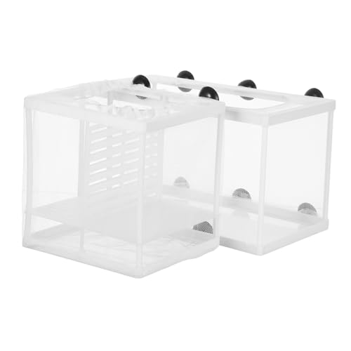 SUPVOX 2 Stück Teiliges Fischzuchtbox aus Klarem mit Feinem Netz Isolierende Zuchtbox für Aquarien Einfach zu Montierende Brutstation für Kleine Fische Wie Betta Guppy Garnelen Schützt von Supvox
