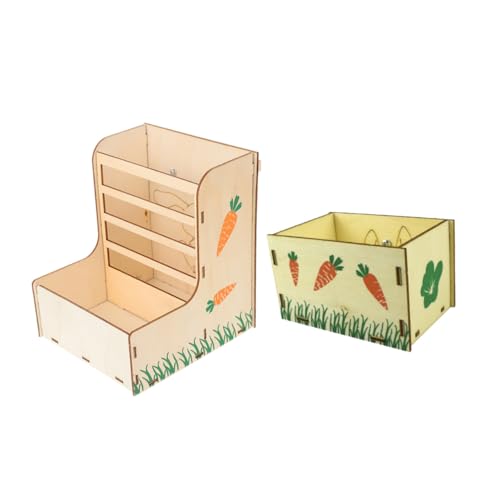 SUPVOX 2 Stück Teiliges Kleintier Futterset aus Hochwertigem Holz Heuraufe und für Kaninchen und Kleine Haustiere Platzsparend Einfach zu Montieren und Leicht zu Reinigen von Supvox