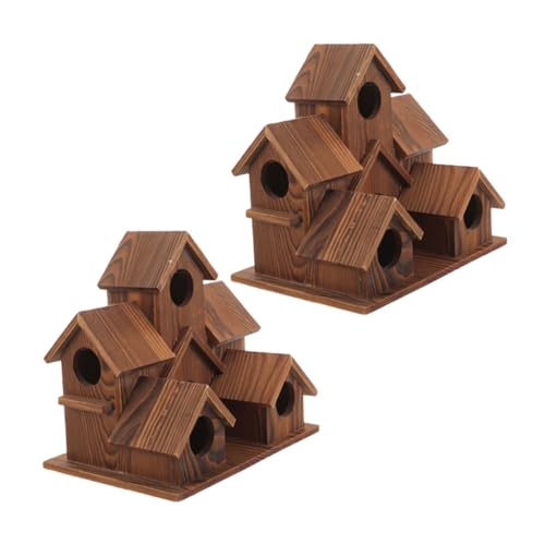 SUPVOX 2 Stück Wetterfeste Vogelhäuser aus Naturholz mit Futterfunktion Rustikaler Landhausstil Sichere Nisthilfe für Garten Terrasse und Außenbereich zur Vogelbeobachtung und Dekoration von Supvox