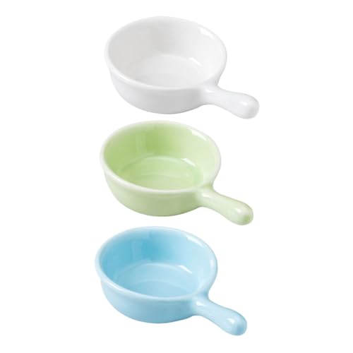 SUPVOX 3 Stück Keramik Napf mit Griff für Hamster und Kleintiere Glatte Oberfläche Vielseitig als Futter Wassernapf Einfach zu Reinigen für Tägliche Fütterung Zufällige Zufällige Farbe von Supvox