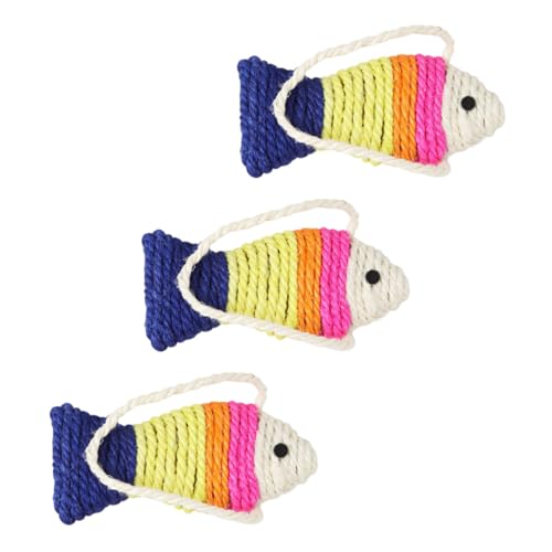 SUPVOX 3 Stück Teiliges Kratzbrett Fischform aus Langlebigem Sisal Kleines Katzen Spielmatten zur Krallenpflege und Kratzförderung für Wohnungskatzen und Kätzchen Zufällige Farbe von Supvox