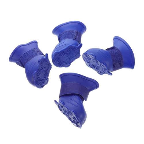 SUPVOX 4 Stück wasserdichte Hunderegenstiefel aus Gummi rutschfeste Pfotenschuhe für Kleine Hunde Strapazierfähig Schmutzabweisend Komfortabel und Sicher für Spaziergänge bei Regen und von Supvox
