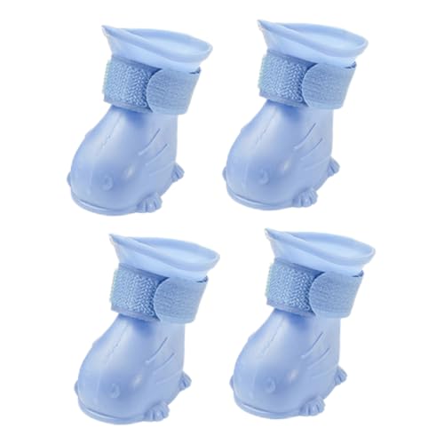 SUPVOX 4 Stück wasserdichte Hunderegenstiefel für Kleine Hunde rutschfeste Atmungsaktive Pfotenschützer aus Flexiblem Material Bequeme Warme Haustier Regenschuhe für Nasse Tage von Supvox