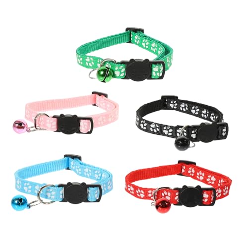 SUPVOX 5 Stück Teilig Verstellbare Katzenhalsbänder mit Glöckchen Weiche Kätzchen Halsketten mit Buntem Pfotenmuster Bequem Sicher Foto Requisite für Haustiere SUPVOX 5 Stück Teilig Verstellbare Katzenhalsbänder mit Glöckchen Weiche Kätzchen Halsketten mit Buntem Pfotenmuster Bequem Sicher Foto Requisite für Haustiere von Supvox