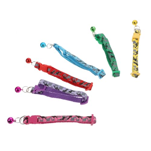 SUPVOX 6 Stück Teiliges Katzenhalsband mit Sicherheitsverschluss und Glocke Atmungsaktives Nylon Bunte Camouflage Muster Verstellbar für Katzen und Kleine Hunde Geeignet für Alltag und von Supvox