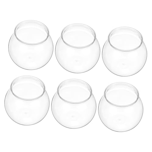 SUPVOX 6 Stück Teiliges Kleine Runde Fischgläser aus Klarem Kunststoff Transparente Goldfischschalen als Pflanzgefäße Bruchsichere Aquarien für Wohnzimmer Büro und Desktop Dekoration von Supvox