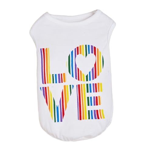 SUPVOX Ärmelloses Sommer Tierhemd mit Buntem Love Print Leichter Atmungsaktiver Pullover für Kleine Hunde und Katzen Einfach Anzuziehen für Alltag und Fotoshooting von Supvox