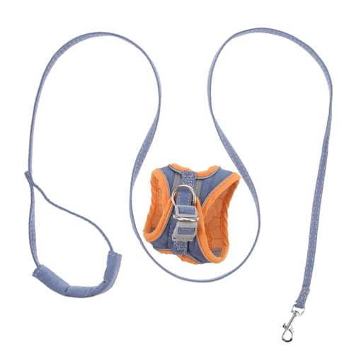 SUPVOX Atmungsaktives Verstellbares Katzen Welpengeschirr aus Weichem Mikrofaser Suede mit Edelstahl Haken Reflektierend und Bequem für Sicheren Outdoor Einsatz von Supvox