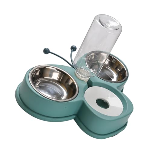 SUPVOX Automatischer Haustier Wasserspender und Futterautomat mit Edelstahl Schalen Rutschfestes Trink und Futternapf für Hunde und Katzen Praktisches Zubehör für Haustierpflege von Supvox