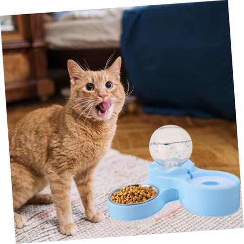 SUPVOX Automatischer Katzen Trinkbrunnen mit Doppelnapf und Großem Fassungsvermögen Tiefes Becken gegen Überlaufen Spezielles Winkel Design zur Halsentlastung Hygienischer Wasserspender von Supvox