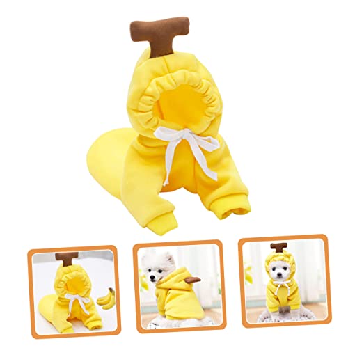 SUPVOX Banana Hoodie Hundekleidung für Kleine und Mittlere Hunde Warmes Fleece Gemütlicher Hundebodysuit für Herbst und Winter Lustiges Obst Design für Welpen und Haustiere von Supvox