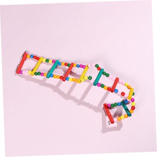 SUPVOX Bunte Perlenleiter für Papageien Vogelspielzeug Kletterbrücke aus Holz mit Spielspaß für Wellensittiche Nymphensittiche und Kleine Vögel Sicher und Fördernd von Supvox