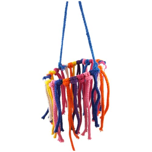 SUPVOX Buntes Papagei Kauspielzeug aus Baumwollknoten Bissfestes Vogelspielzeug mit Schaukel Geeignet für Kleine und Mittlere Vögel Fördert Klettern und Beschäftigung Zufällige Farbe von Supvox