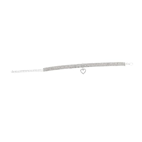 SUPVOX Elastisches Katzenhalsband mit DREI Reihen Strasssteinen Herzförmiger Anhänger Komfortabel und Sicher Schmuckhalsband für Katzen Dekoratives Haustierzubehör Weiß von Supvox