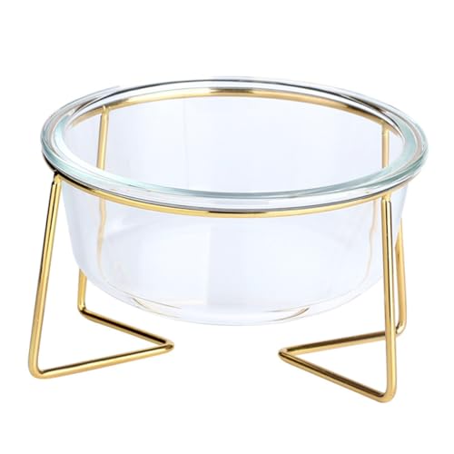 SUPVOX Erhöhte Glasschüssel für Haustiere rutschfest mit Geneigter Futterfläche Ergonomischer Futternapf für Hunde Katzen Hochwertiges Glas mit Metallgestell von Supvox