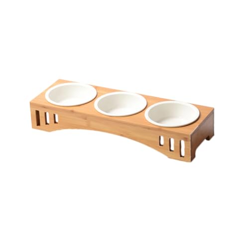 SUPVOX Erhöhter Futternapf für Katzen und Hunde aus Natürlichem mit Neigbaren Keramikschalen Ergonomisch Geneigt für Gesunde Haltung rutschfest und Leicht zu Reinigen für Arthritis und von Supvox