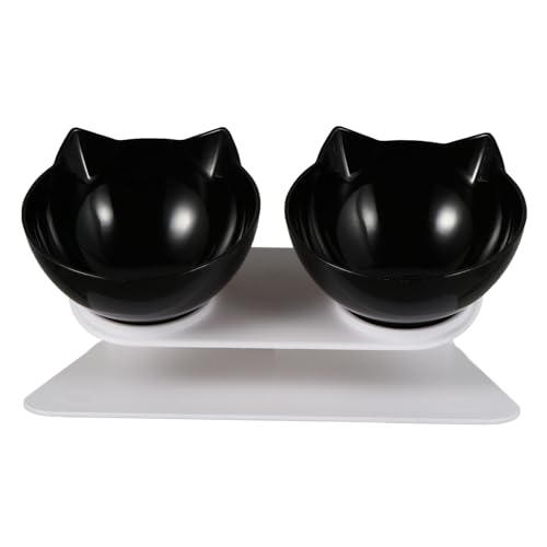 SUPVOX Erhöhter Katzennapf mit Neigungswinkel Kunststoff Futternapf für Katzen Nackenschutz Design gegen Erbrechen rutschfest für Trockenfutter und Wassernapf Schwarz SUPVOX Erhöhter Katzennapf mit Neigungswinkel Kunststoff Futternapf für Katzen Nackenschutz Design gegen Erbrechen rutschfest für Trockenfutter und Wassernapf Schwarz von Supvox