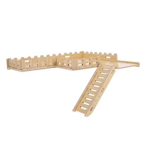 SUPVOX Hamster-Holzplattform Hamster Holzzaun Tisch für Hamster Käfigzubehör für Zwerghamster Hamster Holzhaus mit Leiter Hamsterplattform für Laufrad Holzbrett für Hamster hölzern Khaki von Supvox
