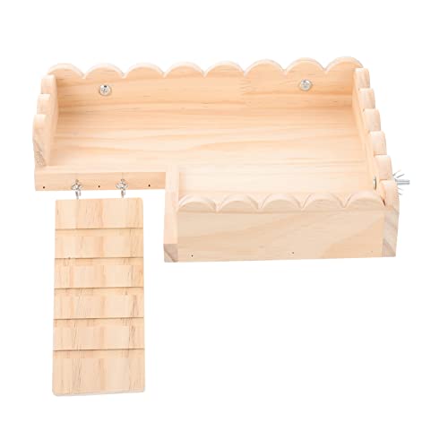 SUPVOX Hamsterplattform aus Holz mit Leiter Stabiles Kleintier Leicht Montierbar Natürliches Material Geeignet als Meerschweinchenkäfig Zubehör für Kleine Haustiere von Supvox