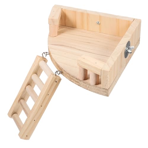 SUPVOX Holzleiter Hamsterspielzeug mit Zweistöckiger Plattform Kletterleiter für Zwerghamster und Meerschweinchen Natürliche Holzleiter als Nagetier Zubehör Spiel und Ruheplatz für von Supvox