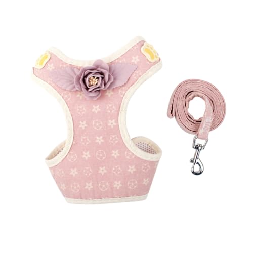 SUPVOX Hundegeschirr Brustgeschirr Verstellbar Strapazierfähig Atmungsaktiv Komfortabel für Kleine Hunde Welpen Outdoor Spaziergang Haustier Brustgurt Rosa von Supvox