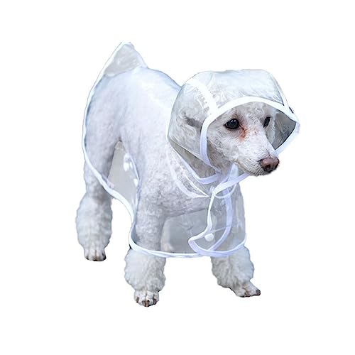 SUPVOX Regenmantel Für Kleine Hunde Eva Poncho Mit Kapuze Größe l (weiß) Transparente Regenbekleidung Für Welpen Für Regnerische Tage von Supvox