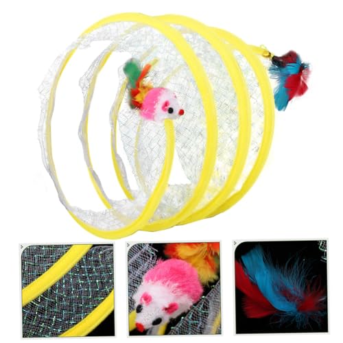 SUPVOX Interaktiver Katzentunnel für Indoor Katzen und Kätzchen Faltbarer Katzen spieltunnel mit Federmaus Fördert Bewegung Krallenpflege und Gesunden Spielspaß von Supvox