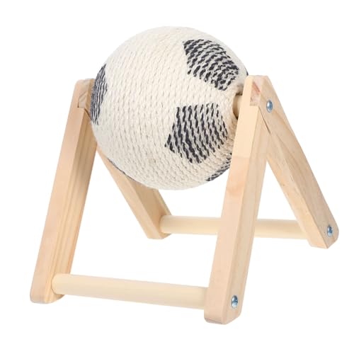 SUPVOX Kratzball aus Natürlichem Sisal mit Stabilem Holzsockel Interaktives für Katzen und Kätzchen Schützt Möbel als Indoor und Spielball von Supvox