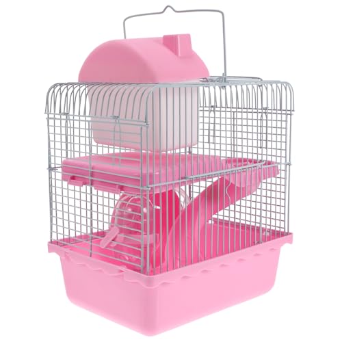 SUPVOX Luxuriöser Hamsterkäfig Doppelstock Kleintierhaus Kleines Haustier Nest Atmungsaktiv Komfortabel für Zwerghamster und Kleine Nagetiere Rosa von Supvox