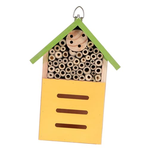 SUPVOX Outdoor Bienenhaus aus Naturmaterial mit Sicherem Dach Bienenfreundliches Nistkasten Garten Dekoration Langlebiges Insektenhaus für Wildbienen und Hummeln Natürliche Ökologische von Supvox