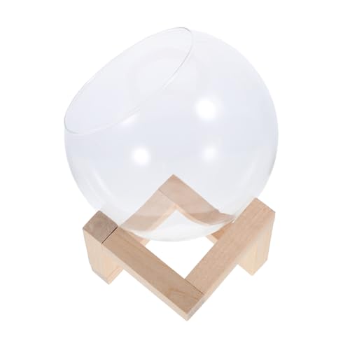 SUPVOX Pflanzen Terrarium Glasvase mit Holzständer Geneigter Öffnung für Einfache Pflanzenpflege Sichtbare Pflanzenanzucht für Garten Balkon und Dekoration von Supvox
