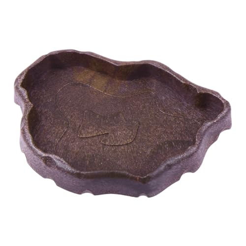 SUPVOX Reptilien Futter und Wassernapf aus Resin Langlebige Futterschale für Kleine Schildkröten Eidechsen und Andere Kleintiere Praktische Trinkschale in Kaffee S Geeignet als Zucht und von Supvox