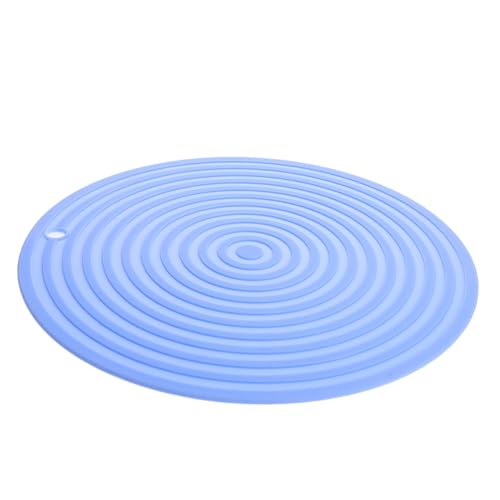 SUPVOX Runde Hitzeschutzmatte Hitzebeständig rutschfest Flexibel Waschbar Vielseitig als Tischschutz und Futtermatte für Küche Esstisch und Haustierstation Modernes Design Nordischem Blau von Supvox