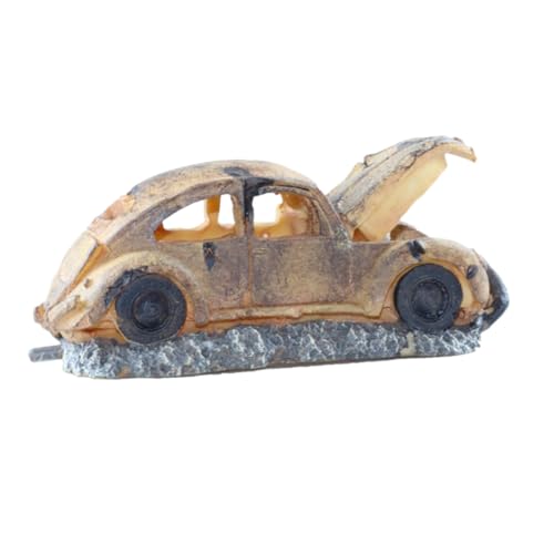 SUPVOX Simulation Auto Aquarium Dekoration aus Resin Gelbes Auto Ornament als Versteck für Fische Langlebige und Naturnahe Fischdekoration für Aquarien und Heimdeko von Supvox