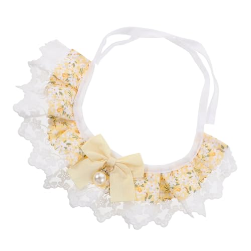 SUPVOX Verstellbares Dekoratives Katzenhalsband aus Weichem Polyester mit Spitzenblumen Zartes Kätzchen Accessoire für Fotoshootings und Besondere Anlässe Gelb von Supvox