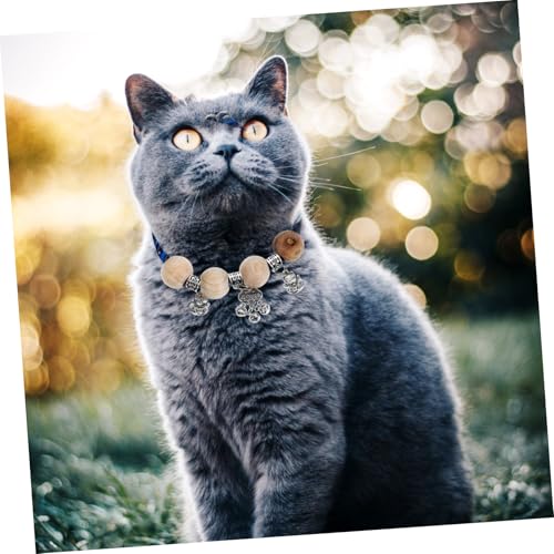 SUPVOX Verstellbares Katzenhalsband mit Glocke aus Holz Sicher und Sanft Verstellbares Kitten Collar mit Schutz für Empfindliche Haut Handgefertigtes Katzenkollier und Schmuck Blau Xs von Supvox