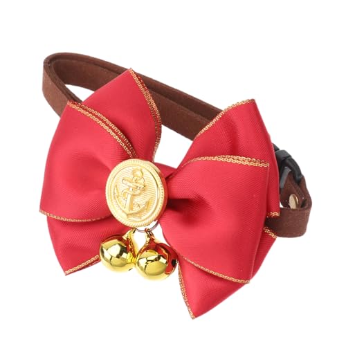 SUPVOX Vintage Bell Puppy mit Schleife Verstellbar Stilvolles Haustier Accessoire für Kleine Hunde und Modisches Langlebiges in Weinrot Komfortabel für Spaziergänge und von Supvox