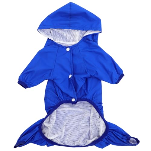 SUPVOX Wasserdichter Welpen Regenmantel mit Kapuze Reflektierend Vierbeinig Elastisch für Kleine und Mittlere Hunde Blau von Supvox