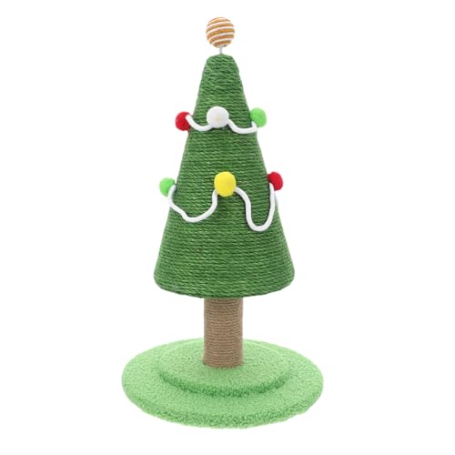 SUPVOX Weihnachtsbaumkatze Ball dekorativer Katzenkratzer Katzenkletter-Kratzbaum für Katzen Kätzchenzubehör Vertikaler Kratzerposten Weihnachtskatzenkratzer Sisal Grün von Supvox